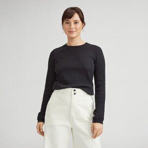 Everlane The Organic Cotton Waffle Tee Black Base - Size M